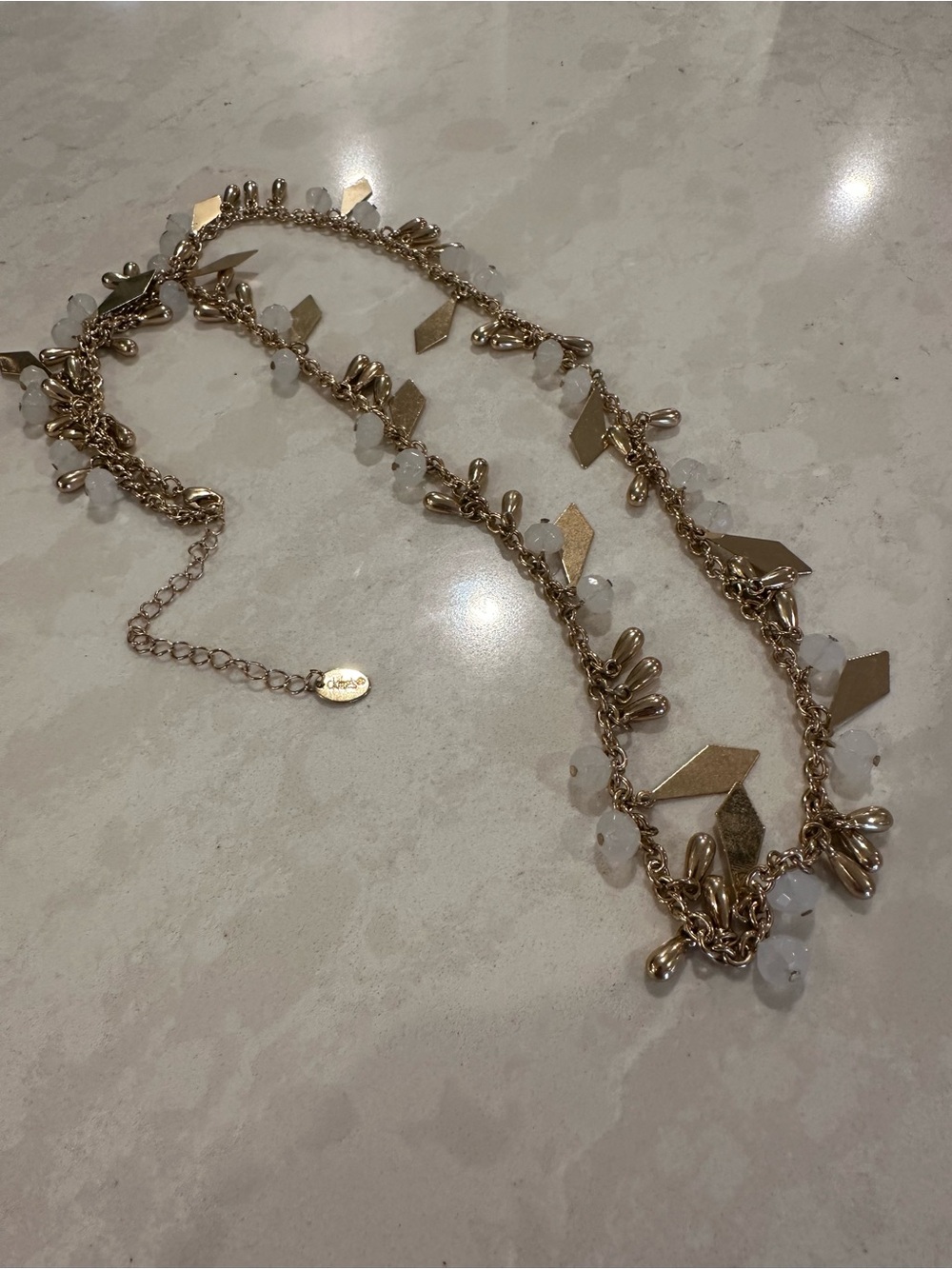 Claire's Gold-Tone Layered Necklace with White Beads
